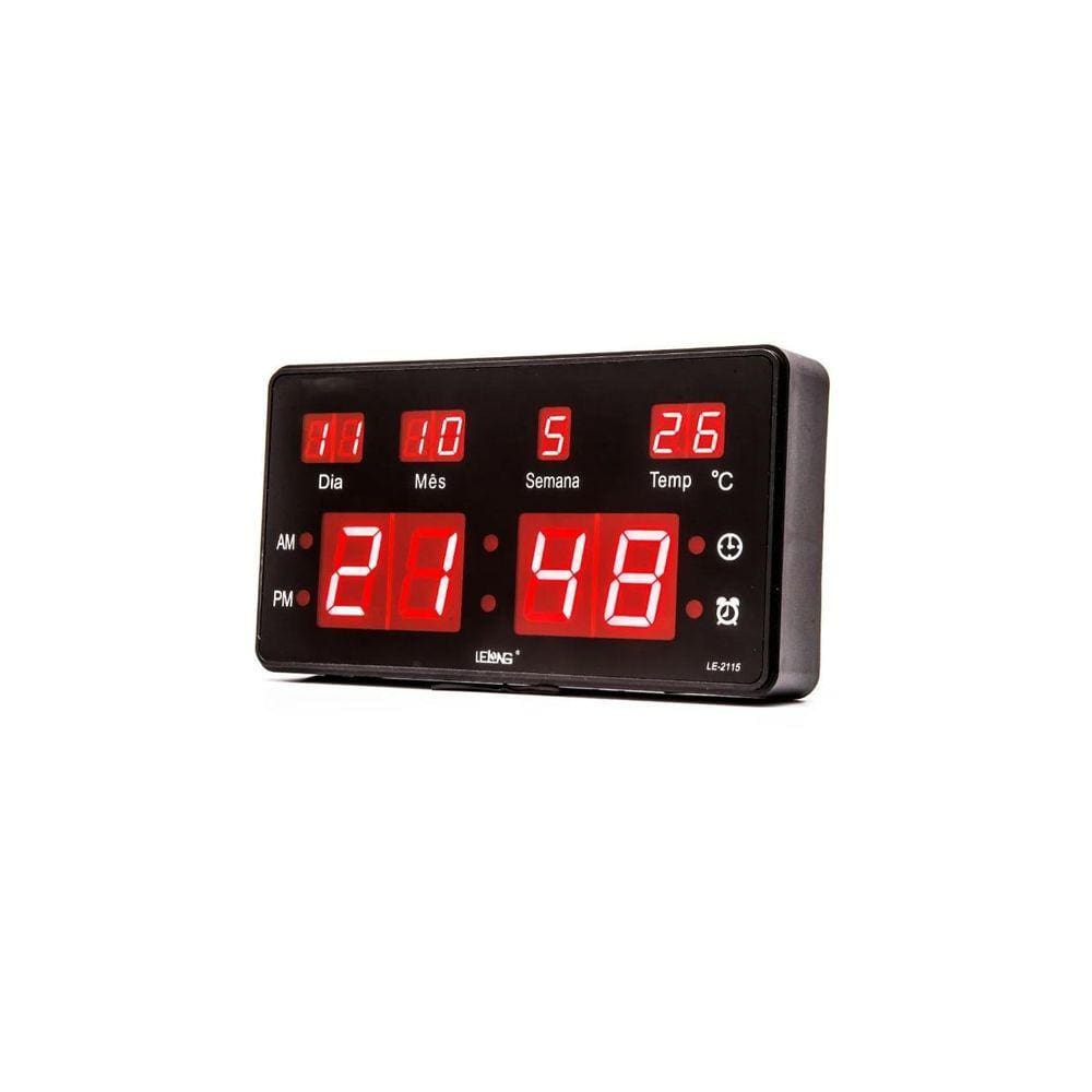 Relógio De Parede Mesa Data Calendário Digital Led 20Cm