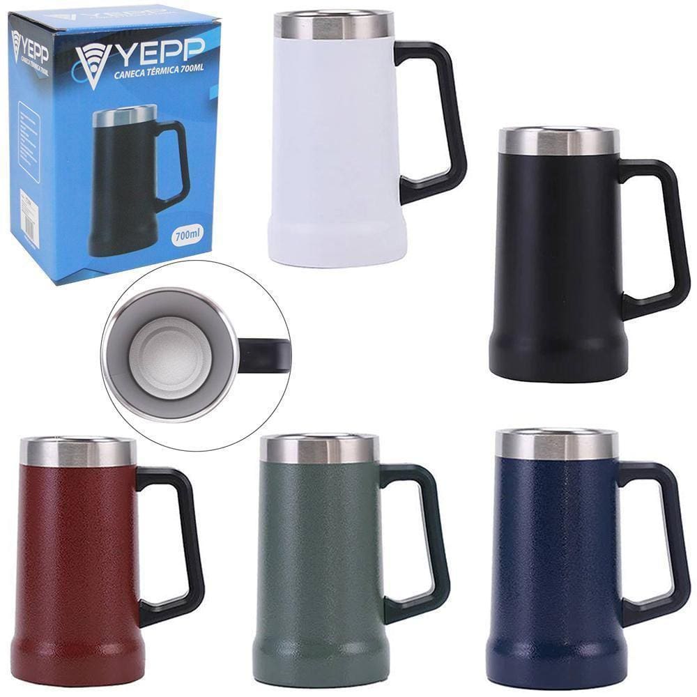 Caneca Termica Inox Cerveja Parede Dupla Yepp Colors 700Ml