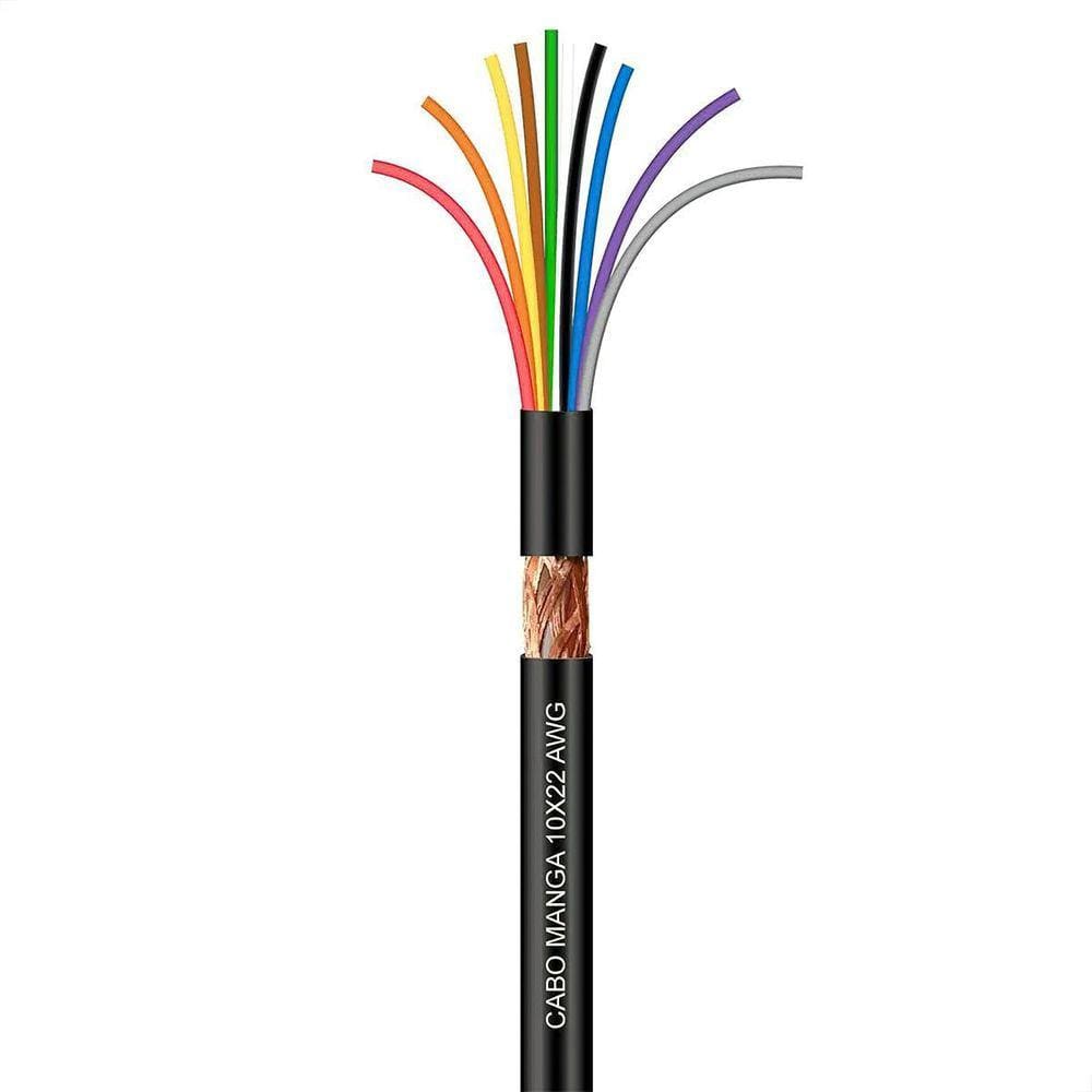 Cabo Manga 10X22 Awg - Com Blindagem Preto - 100 Metros