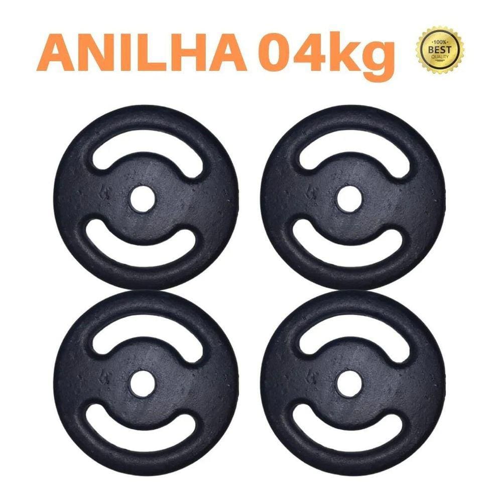 Kit 4 X Anilhas Super Premium De 4Kg Ferro Pintada