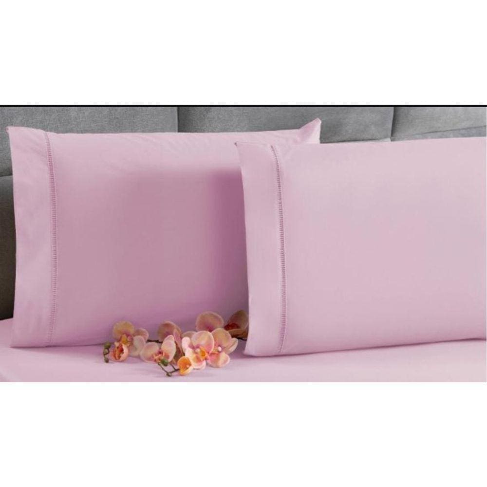 Kit 6 Fronha Avulsa Percal 200 Fios Ponto Palito Rosa