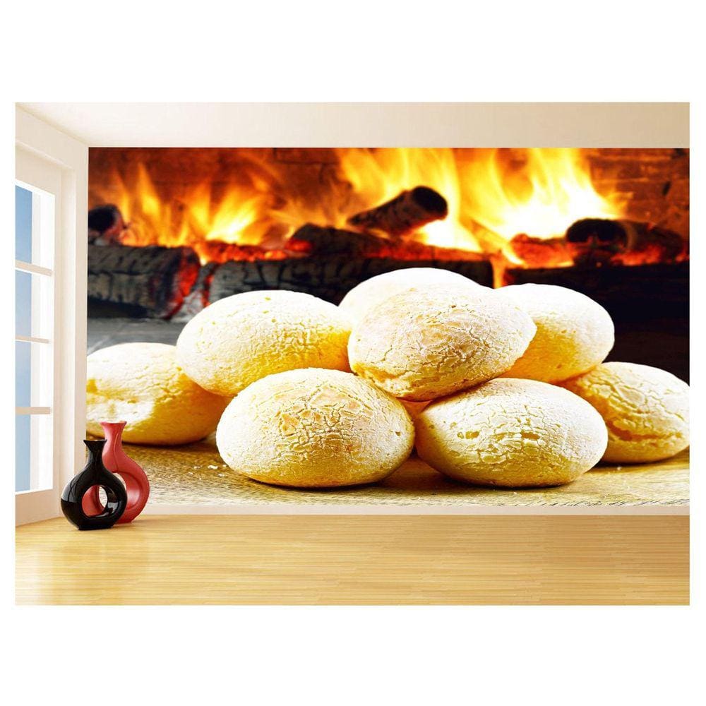 Papel De Parede 3D Alimentos Pão Pães Padaria 3,5M Al241