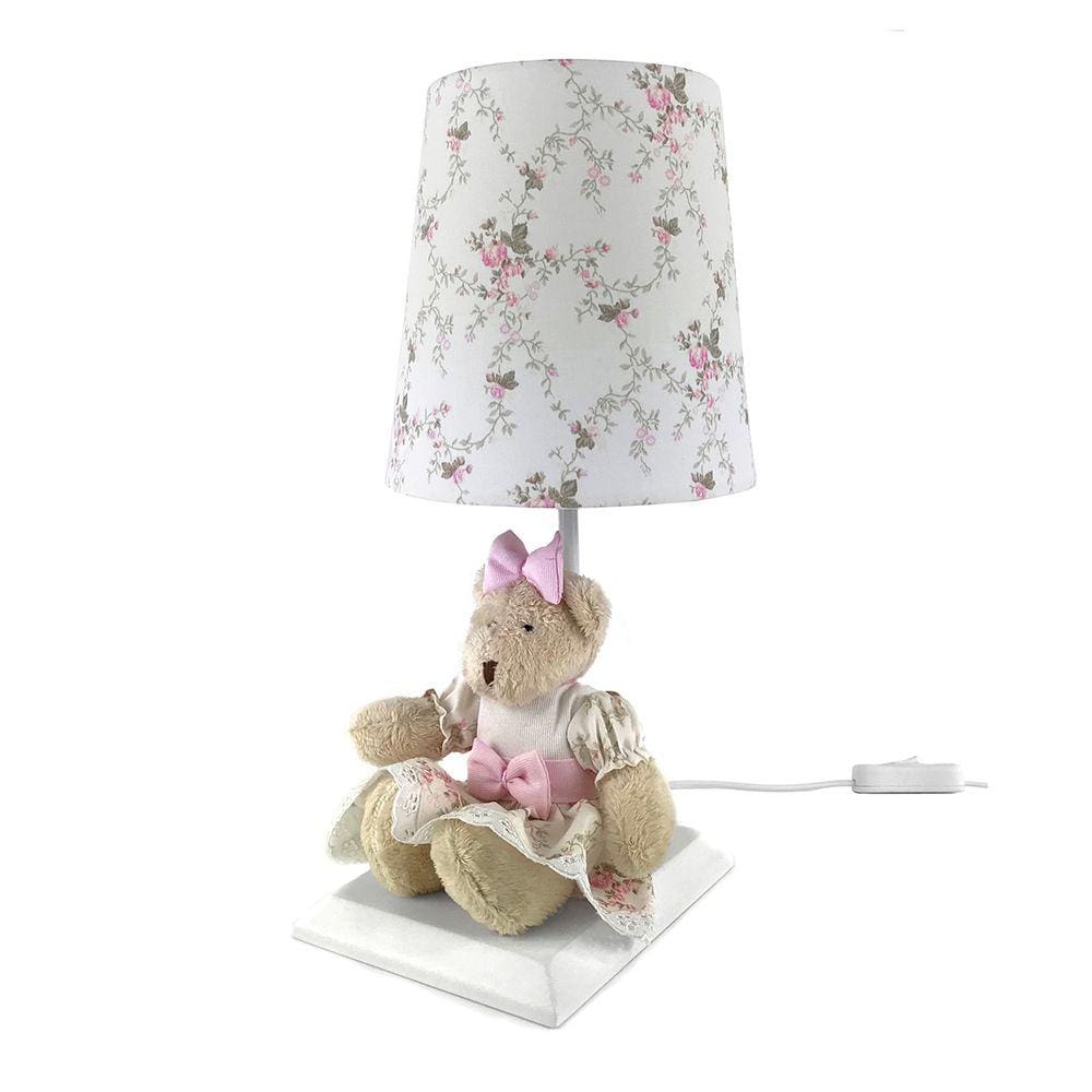 Abajur Toys Claro Ursa Rosa Provençal Quarto Bebê Infantil