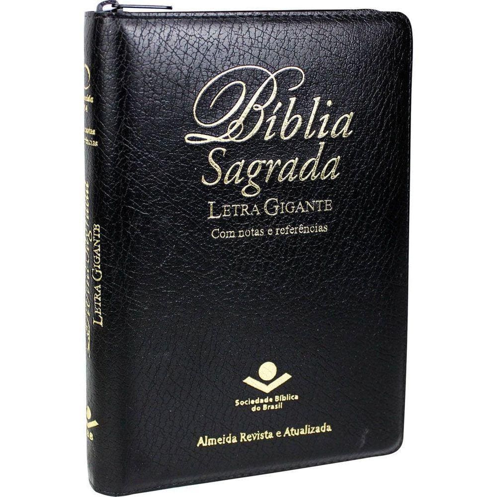 Bíblia Sagrada Letra Gigante Preta Zíper Sbb