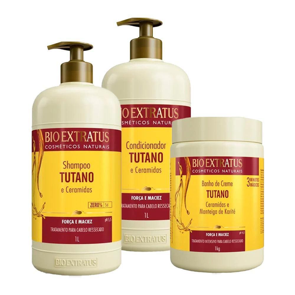 Kit Tutano Bio Extratus - Shampoo + Cond + Banho Creme 1L