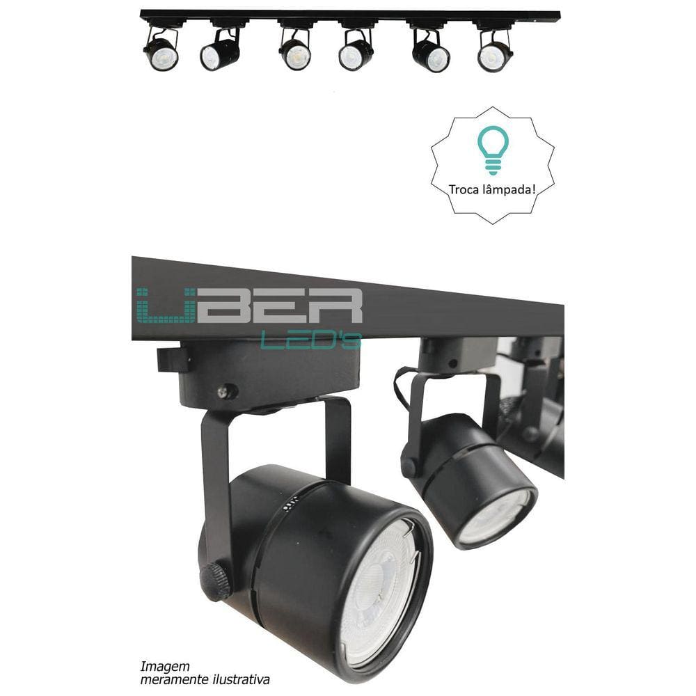 Kit Trilho Eletrificado 1 M Preto 4 Spot Gu10 Led 7W 2700K