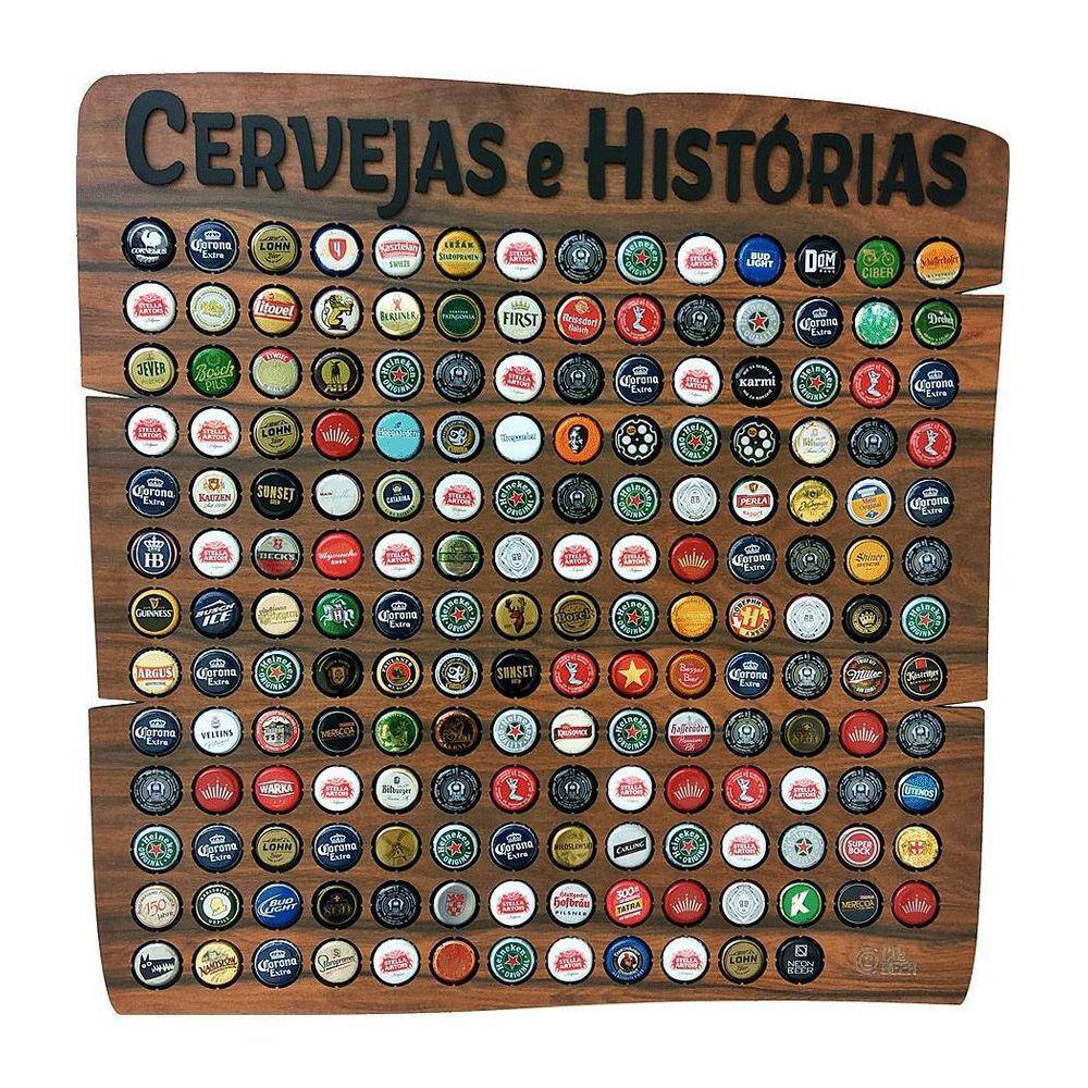 Quadro Porta Tampinhas Rustic - 150 - Cervejas E Histórias