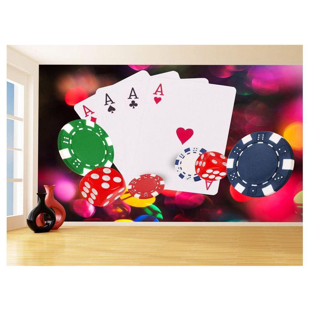 Papel De Parede 3D Salão De Jogos Cartas Poker 3,5M Jcs85
