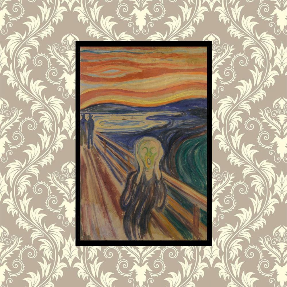 Quadro Com Moldura Preta Arte O Grito De Edvard Munch 90X60