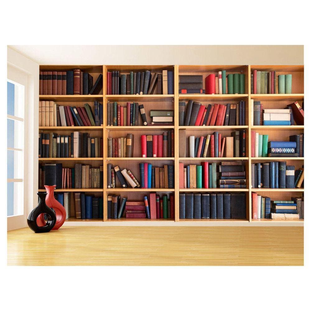 Papel De Parede 3D Estante De Livros Fundo Vídeo 3,5M Est05