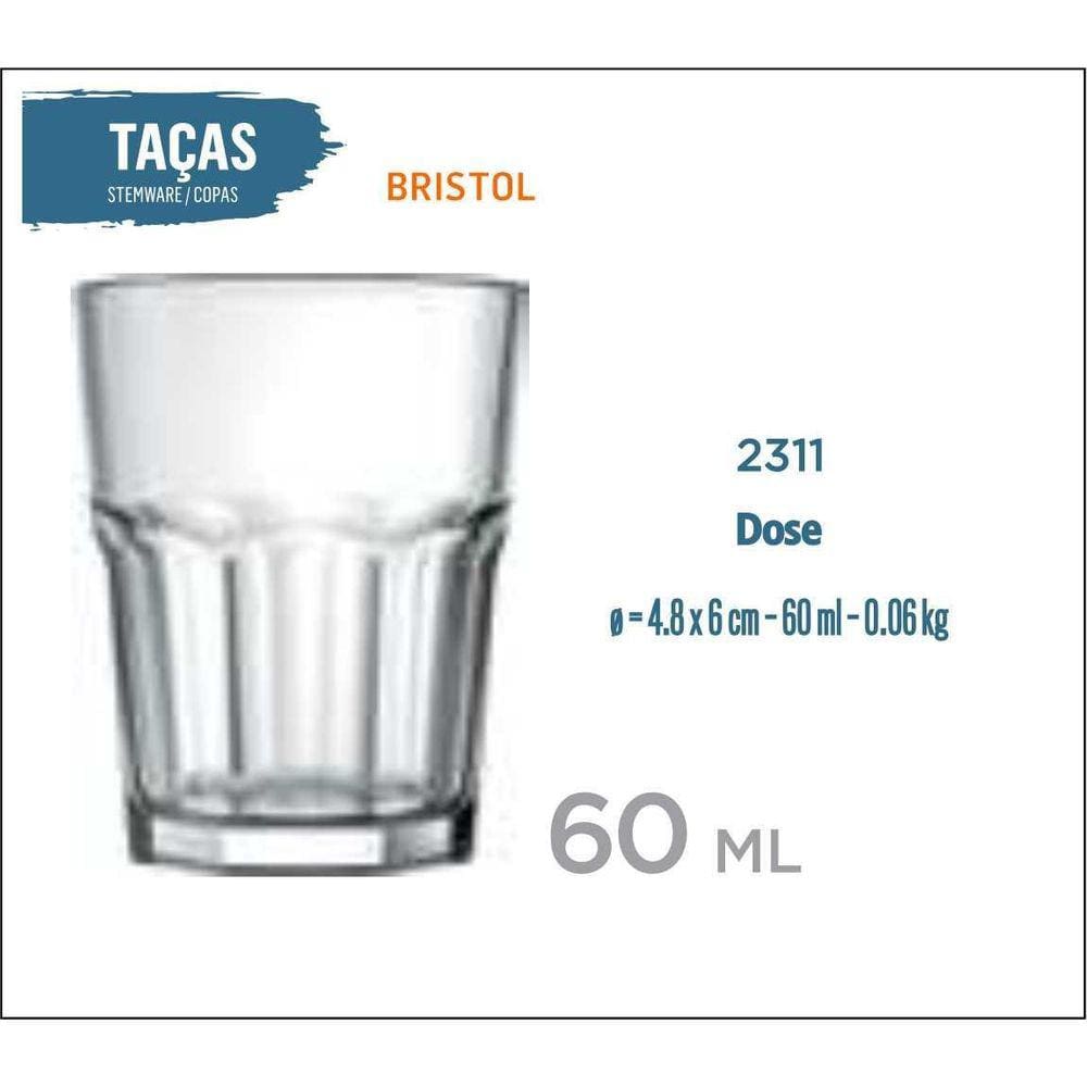 12 Copos Bristol 60Ml - Licor - Cachaça - Tequila