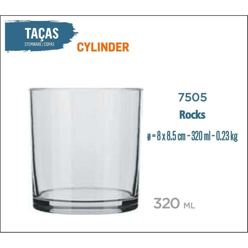 12 Copos Cylinder 320Ml - Whisky Vodka