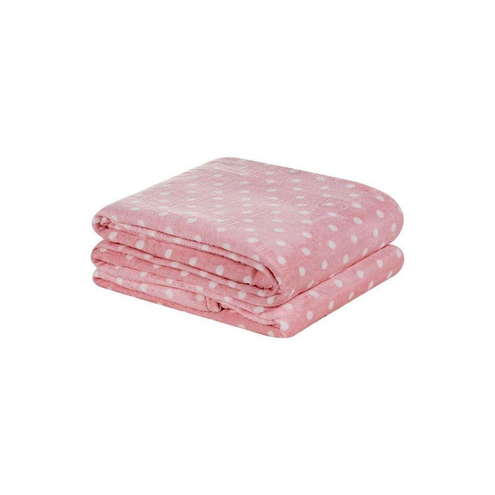 Manta Flanel Poá Queen Antialérgica Inverno Quente Rosa