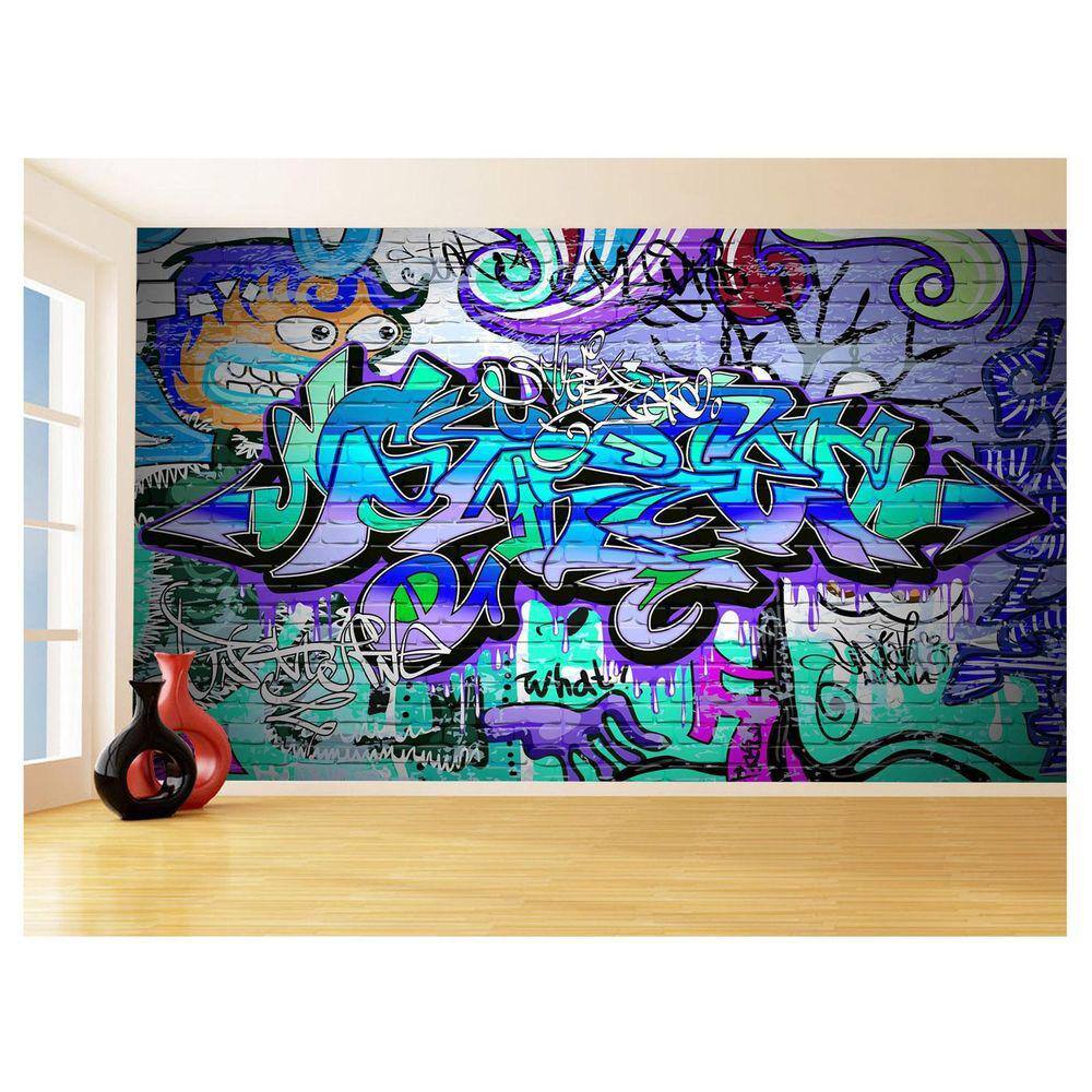 Papel De Parede 3D Arte Graffiti Mural Grafite 3,5M Tra77