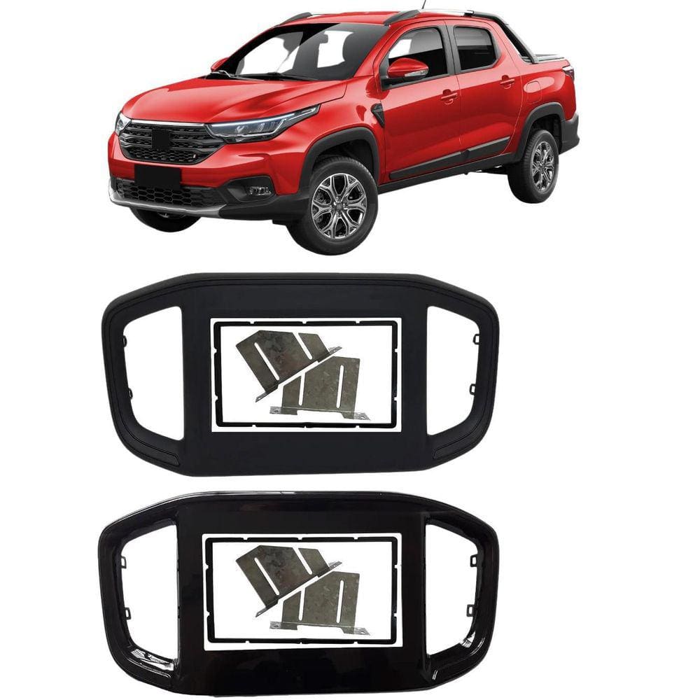 Moldura De Painel 2 Din Fiat Strada 2020 2021 2 Dins