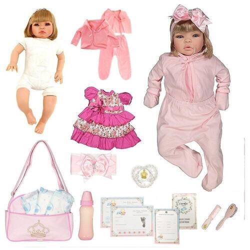 Boneca Reborn Barata Menina Linda Enxoval Completo Com Bolsa - Cegonha  Reborn Dolls - Boneca Reborn - Magazine Luiza