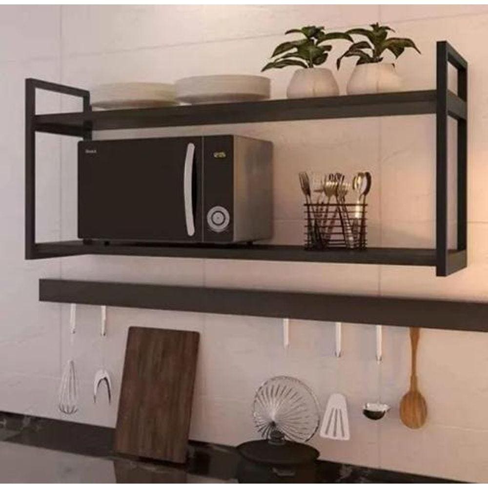 Suporte Microondas Duplo Estilo Industrial Ferro 60X40X60Cm