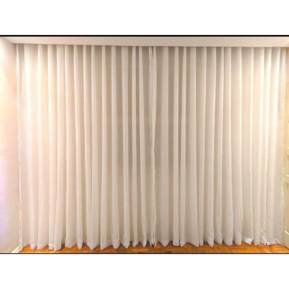 Cortina Trilho Suiço Palha Forro Com Voil 6.00 X 3.00