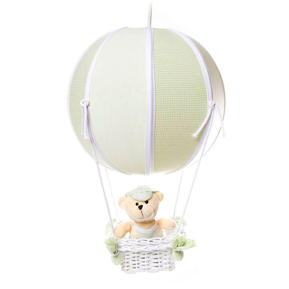 Lustre Balão Bolinha Urso Verde Quarto Bebê Infantil Menino