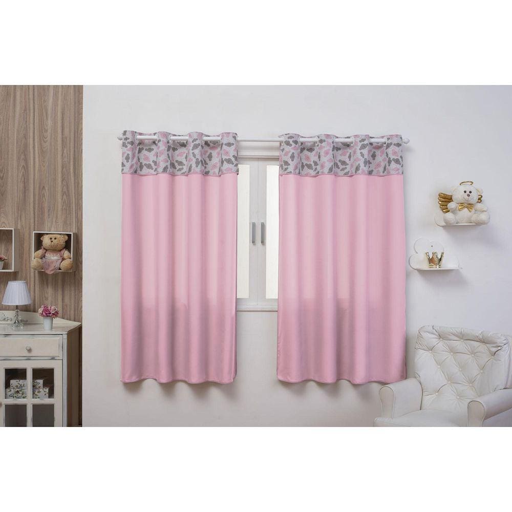Cortina Infantil Quarto De Bebe 2,80 X 1,70M Nuvem Rosa