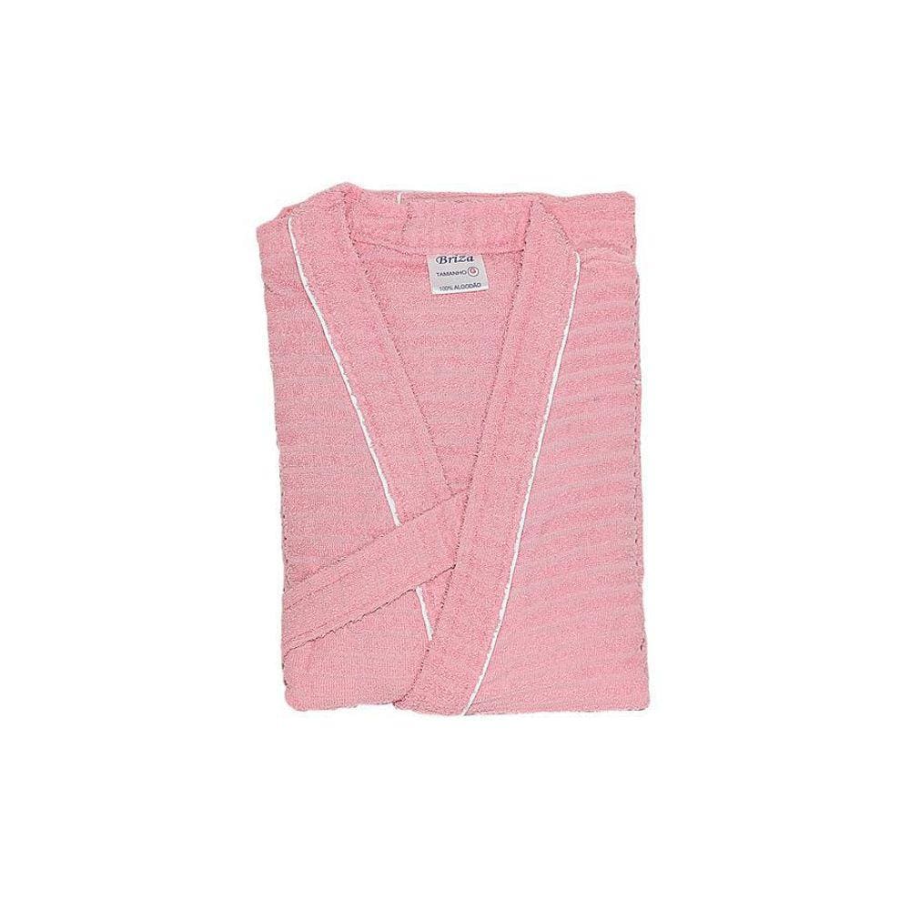 Roupão Atoalhado 100% Algodão Briza Rosa 4022 Tamanho G
