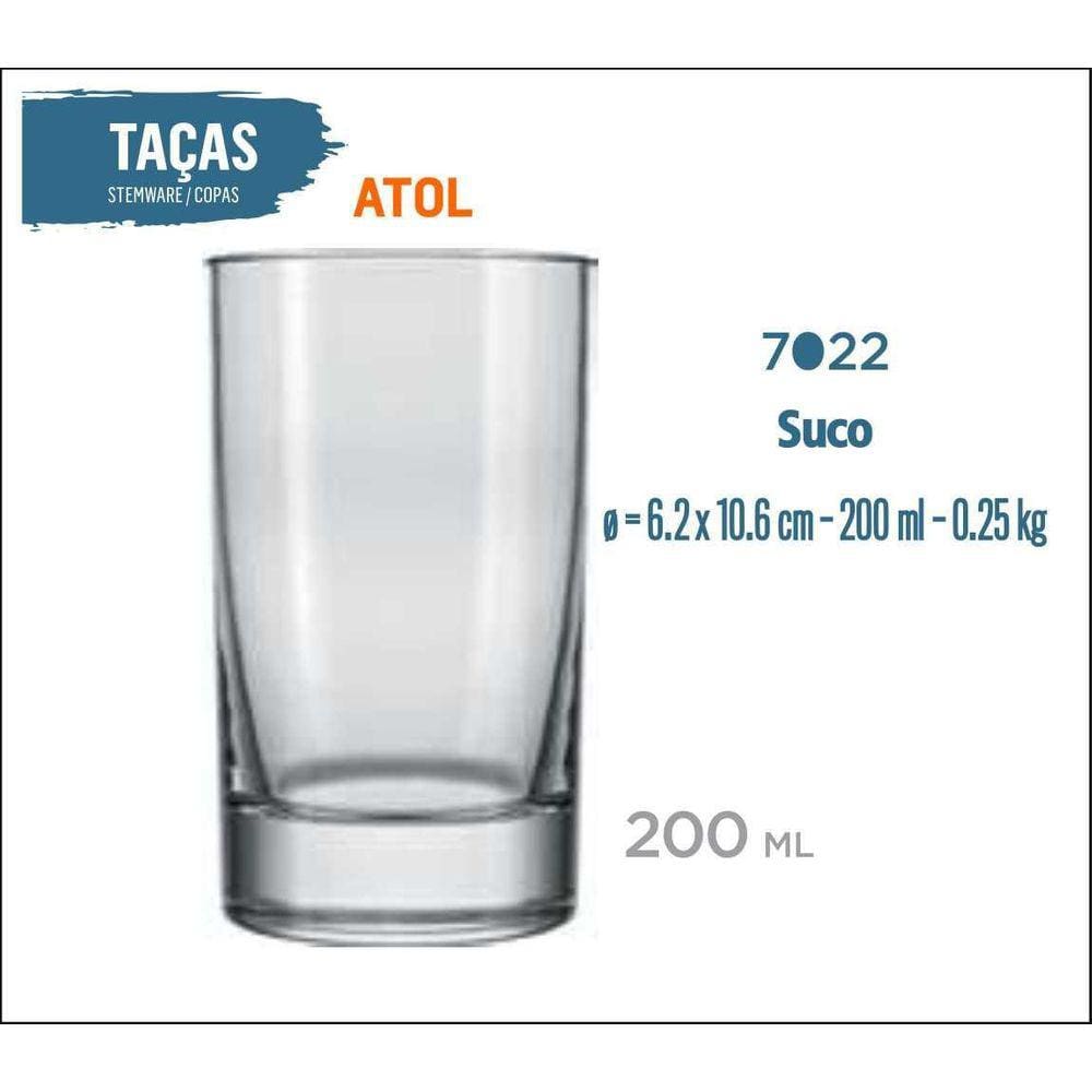 06 Copos Atol 200Ml - Multiuso