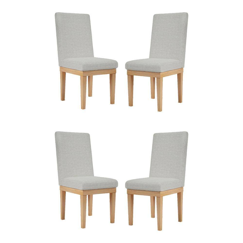 Kit 4 Cadeiras Estofadas Reforçadas Mesa De Jantar Linho