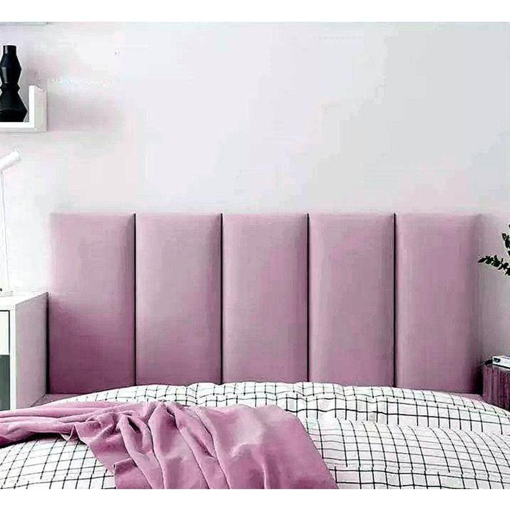 Cabeceira Deluxe Veludo Alemão Rosê Para Cama Box Solteiro