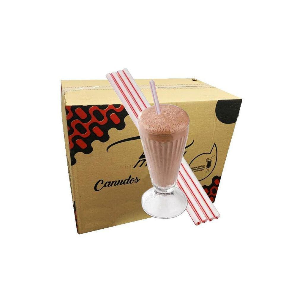 Canudo Plástico Grosso 10Mm Milk Shake Em Sachê 1Cx C/1000