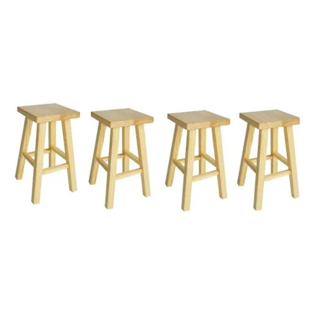 Kit 4 Banqueta Media Hardman Madeira Natural Assento