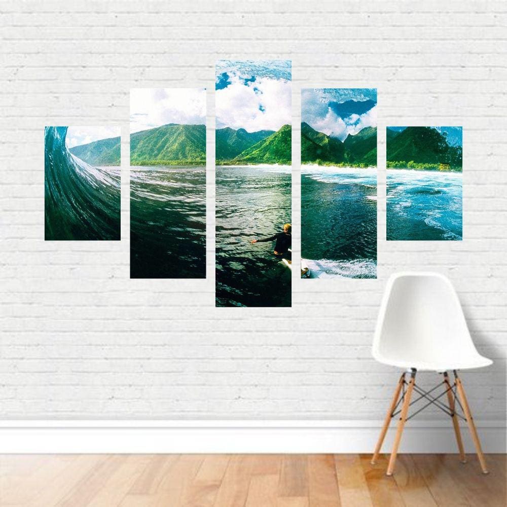 Quadro Paisagens Onda Surfista Surf Surfe Montanhas Canvas