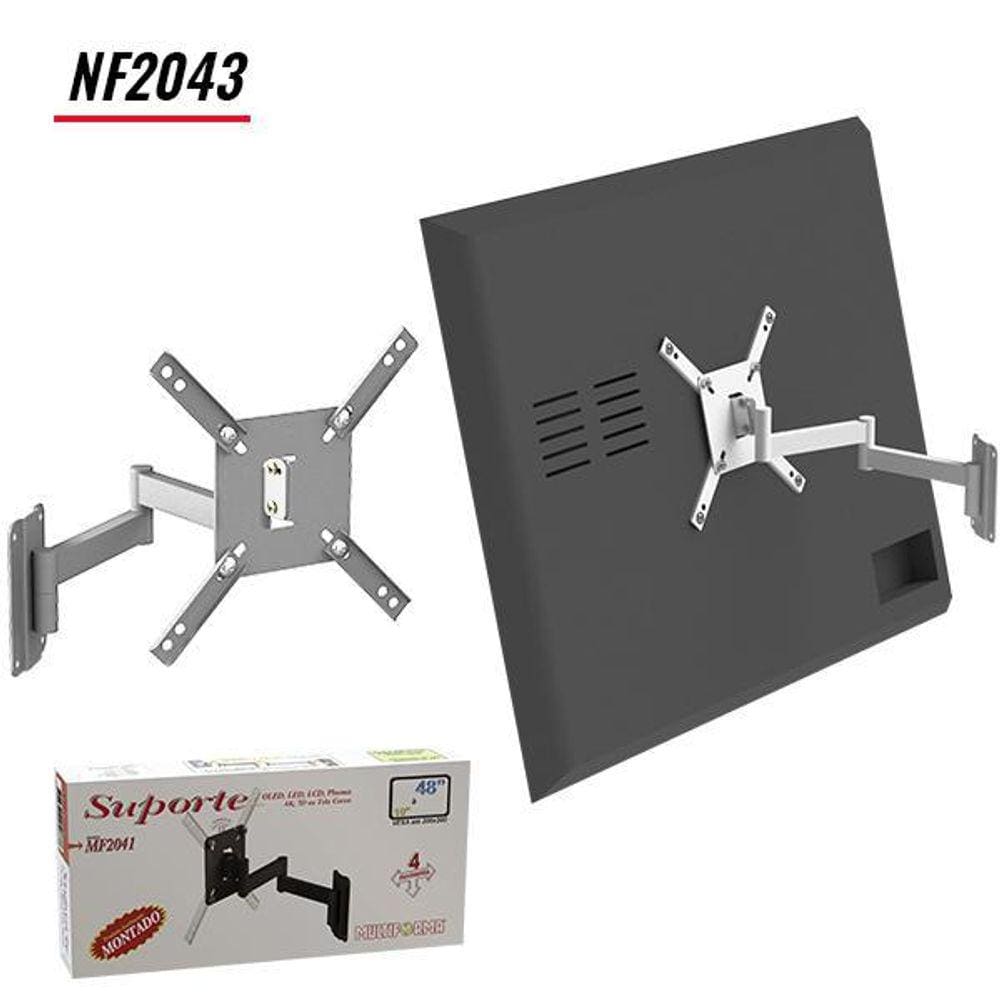 Suporte Para Tv 10 A 48 Articulado 4 Movimento Nf2043 Branco
