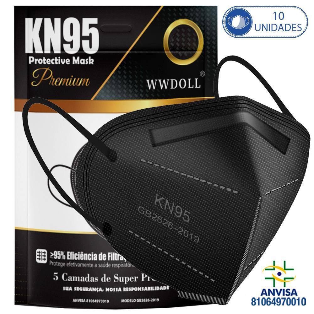 10 Máscaras Respiratórias Kn95 Pff2 Wwdoll 5 Camadas Anvisa