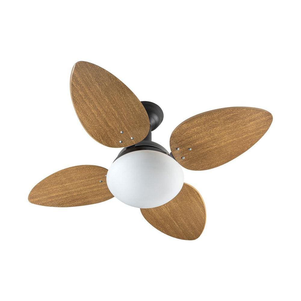 Ventilador De Teto Jet Ventidelta Preto 4 Pás Mdf Mogno 110V