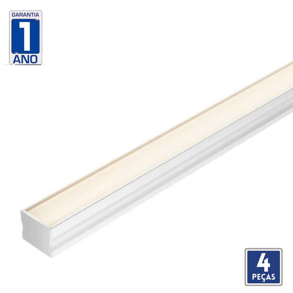 Kit 4 Perfil De Embutir Reto Linear 2M Branco Ledvance