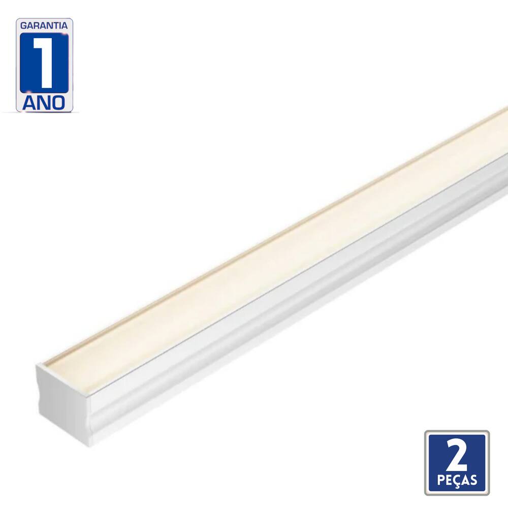 Kit 2 Perfil De Embutir Reto Linear 2M Branco Ledvance