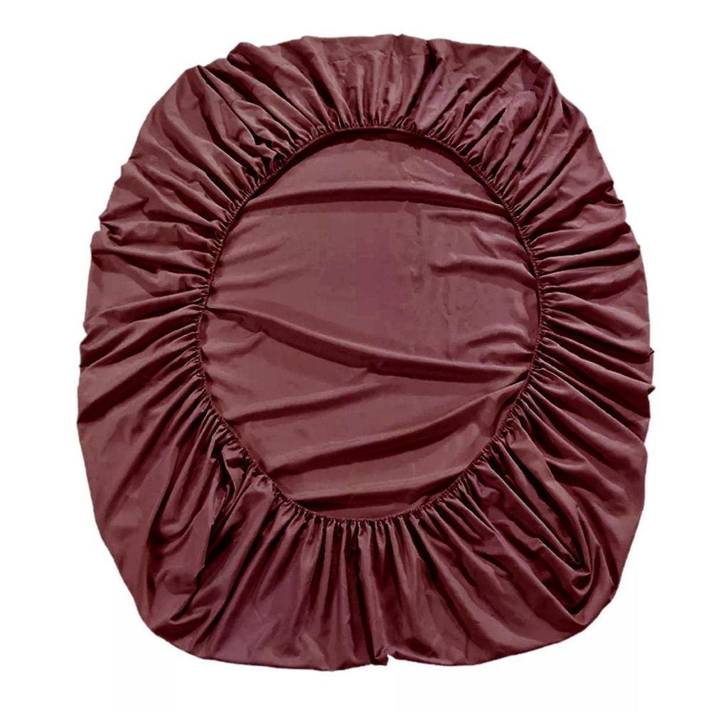 Lençol Cama Queen 40Cm Altura Tecido Marsala 260 Fios