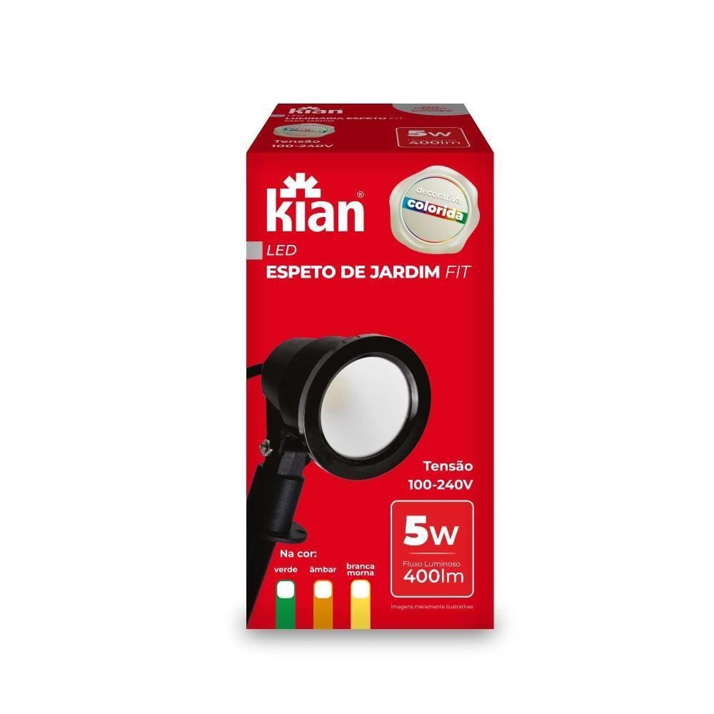 Espeto Led De Jardim 5W Preto Luz Verde - Kian