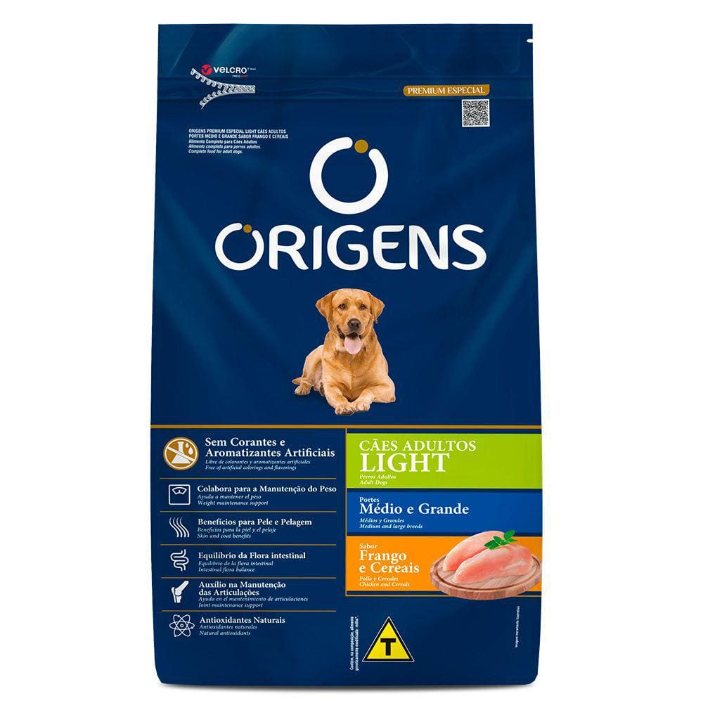 Ração Origens Cães Light Md/Gd Frango 15kg