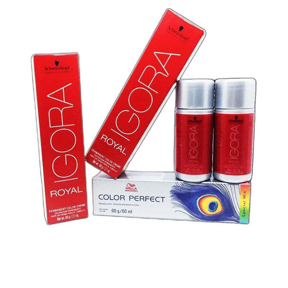 Kit Igora Royal HD- 3 Colorações 8.77, Água Oxigenada 30 vol e