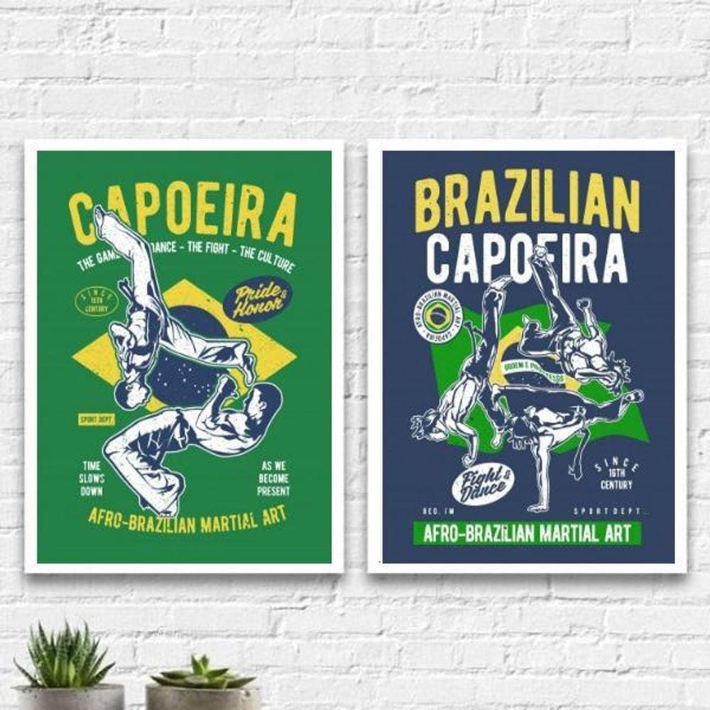 Kit 2 Quadros Capoeira Brasil 33X24Cm