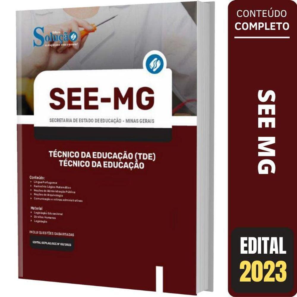 Apostila Concurso See Mg  Tde  - Técnico Da Educação
