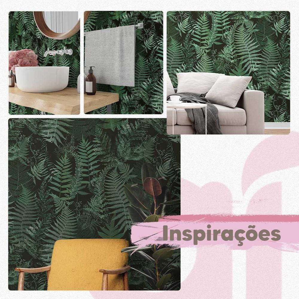 Papel De Parede Folhas Samambaia Jardim Auto Colante 3M