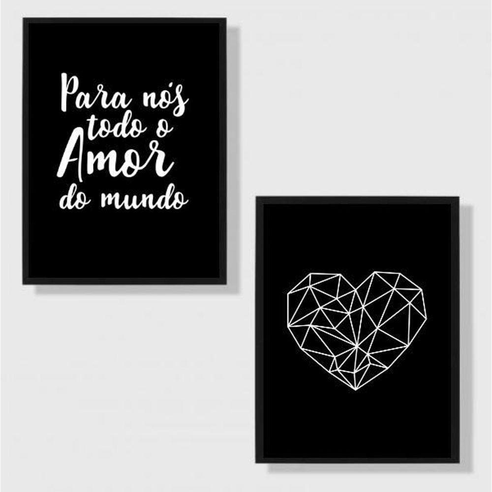 Kit 2 Quadros Para Nós Todo O Amor Do Mundo 45X34Cm - Com Vidro