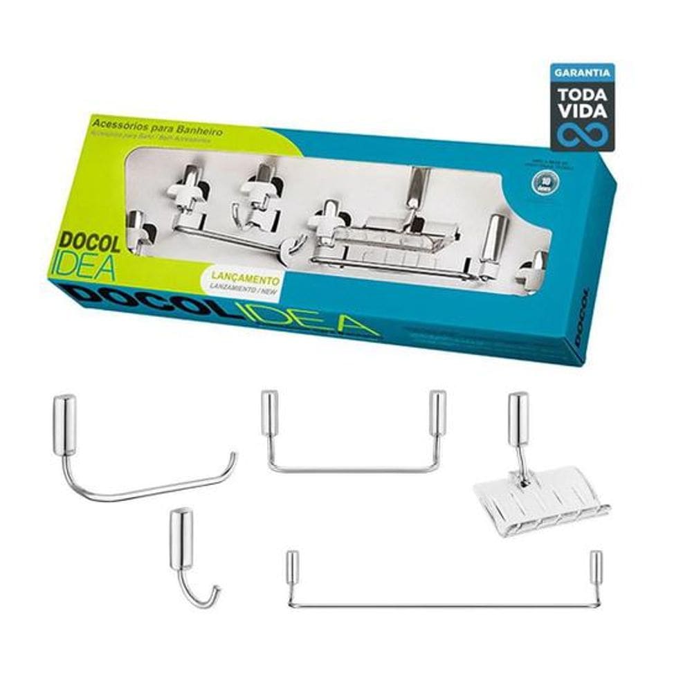 Kit Docol Idea Para Banheiro 5 Peças Cromado 00586306