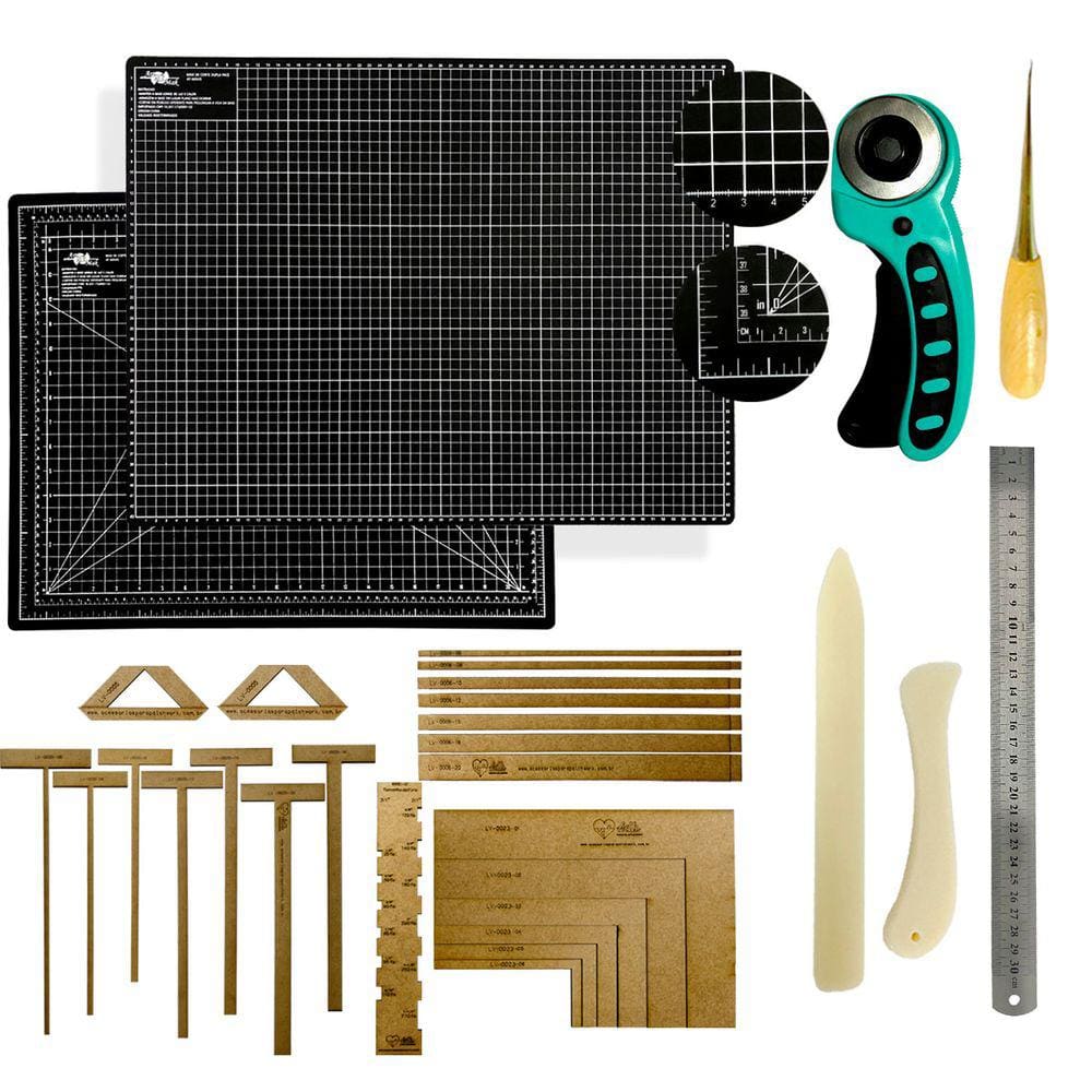 Base de Corte A3 45x30 Mesa Apoio Placa Para Cortar Tecido Papel Kit Cartonagem Encadernação Esquadros Gabarito Scrapbook Cortador de Tecido Papel 45