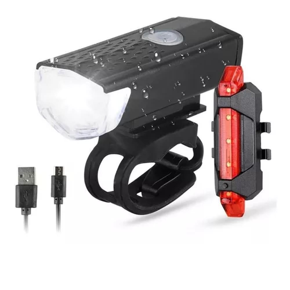 Kit Lanterna Farol Pisca Led Ciclismo Bike Bicicleta Usb Recarregável