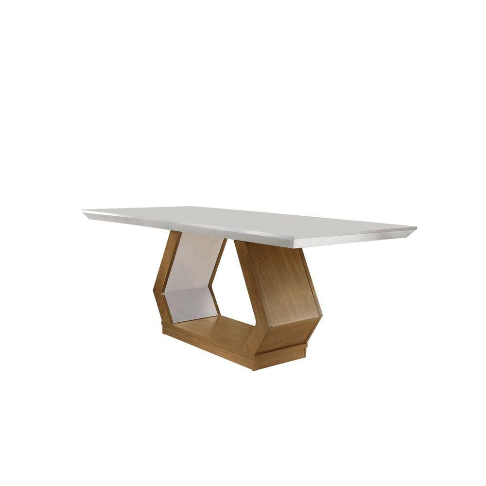 Mesa 180cm Tampo MDF Canto Reto Rubi Rufato Imbuia/Off White