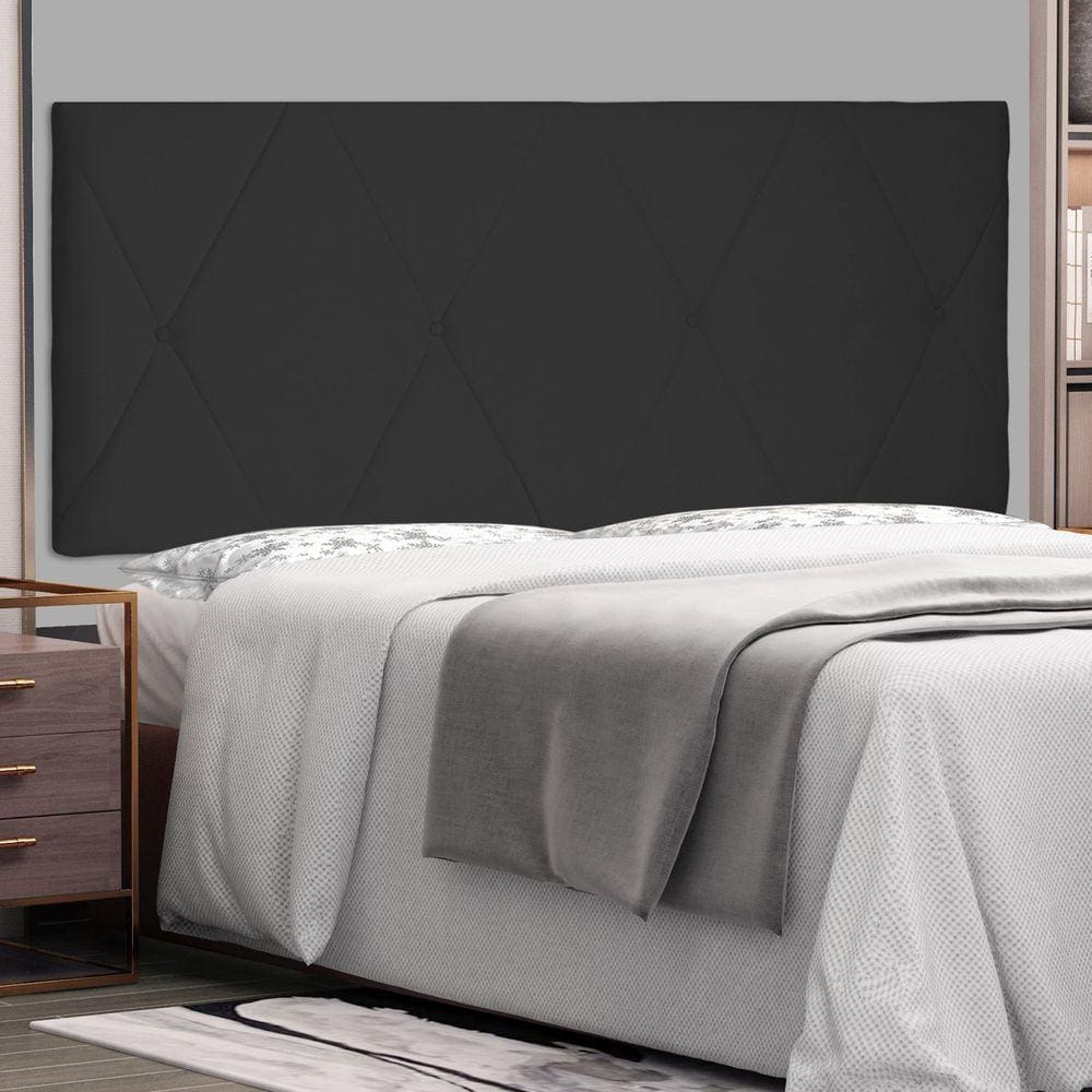 Cabeceira Suspensa Solteiro 90cm Suede Aquilla Spezzia Preto