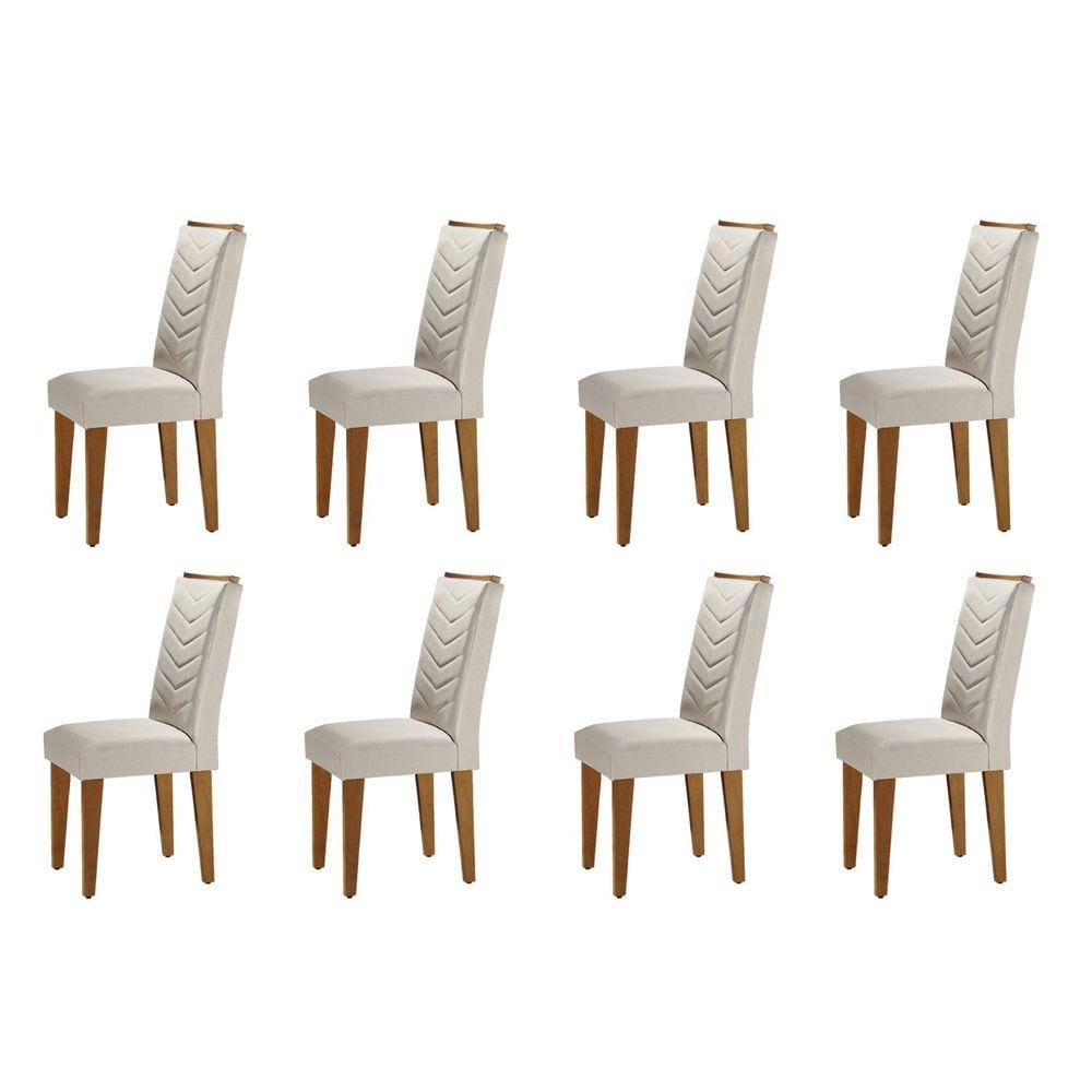 Conjunto 8 Cadeiras Madeira Munique Rufato Veludo Creme/Capuccino